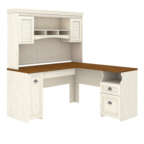 Scranton & Co L Shaped Desk with Hutch in Antique White