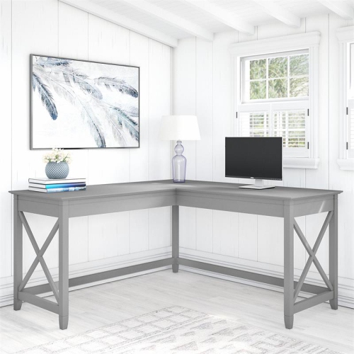 Key West 60W L Shaped Desk in Cape Cod Gray - Engineered Wood