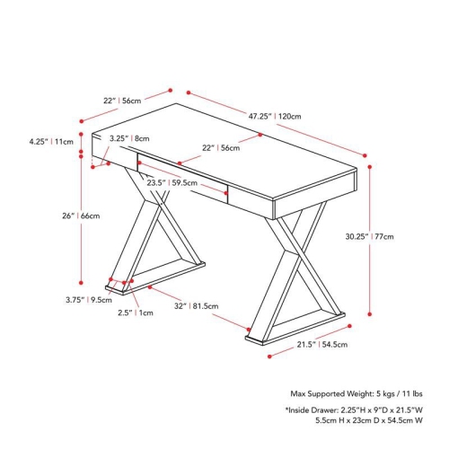 CorLiving Folio Farmhouse Brown Engineered Wood Desk