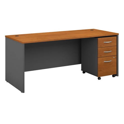 BBF  Series C 72W X 30D Office Desk With Drawers In Natural Cherry - Engineered Wood