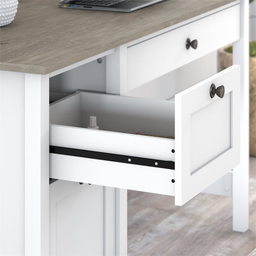Atlin Designs 54" Computer Desk with Drawers in Shiplap Gray and White