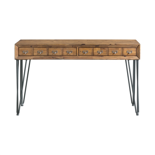 Bowery Hill Modern 2-Drawer Sofa Table in Light Walnut Finish