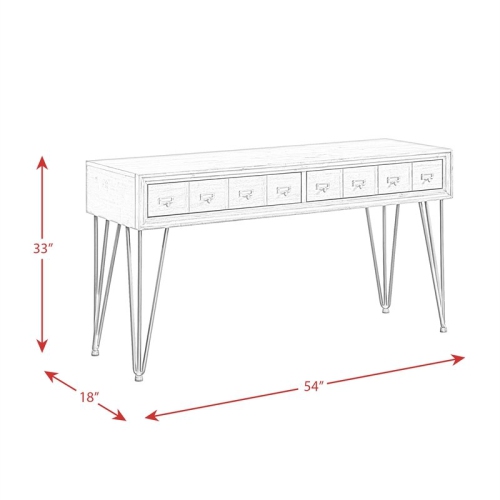 Bowery Hill Modern 2-Drawer Sofa Table in Light Walnut Finish
