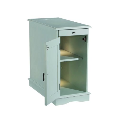 Pemberly Row Wood Accent Table in Aqua Blue