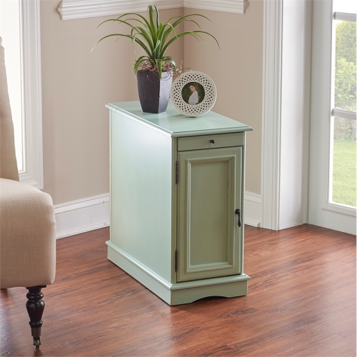 Pemberly Row Wood Accent Table in Aqua Blue