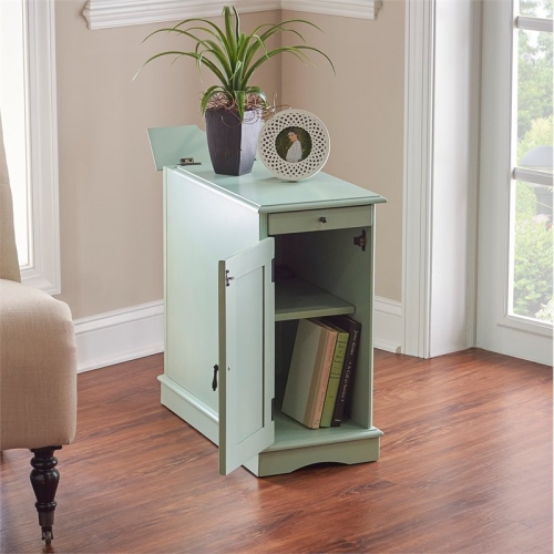 Pemberly Row Wood Accent Table in Aqua Blue