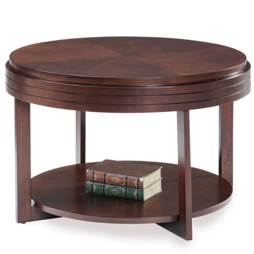 BOWERY HILL  Round Coffee Table In Chocolate Cherry