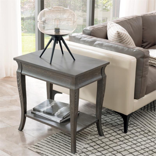 Bowery Hill Contemporary Solid Wood Narrow End Table in Washed Gray