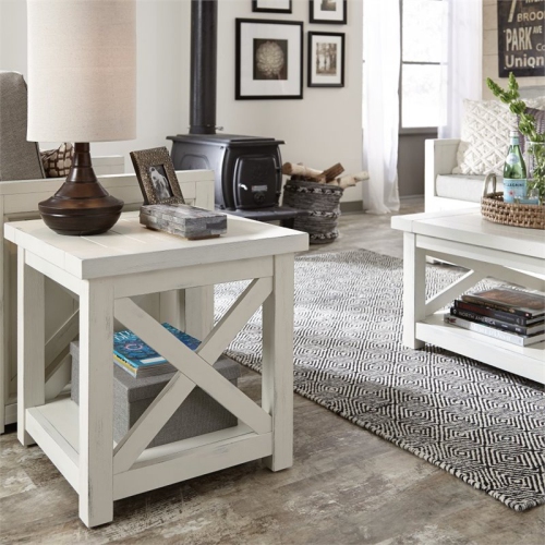 Homestyles Seaside Lodge Wood End Table in Off White