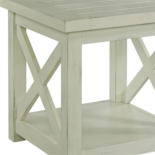 Homestyles Seaside Lodge Wood End Table in Off White