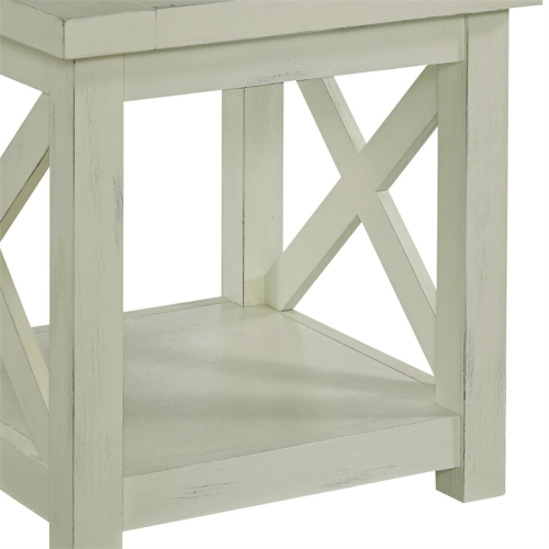 Homestyles Seaside Lodge Wood End Table in Off White
