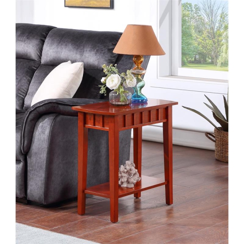 Convenience Concepts Dennis End Table with Shelf in Mahogany Wood Finish