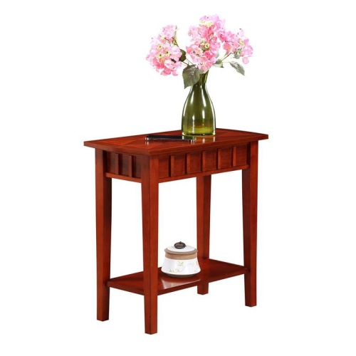 Convenience Concepts Dennis End Table with Shelf in Mahogany Wood Finish