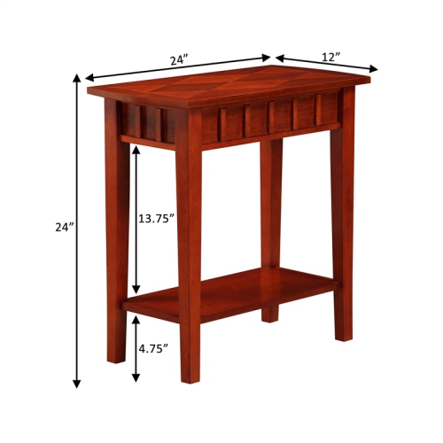 Convenience Concepts Dennis End Table with Shelf in Mahogany Wood Finish
