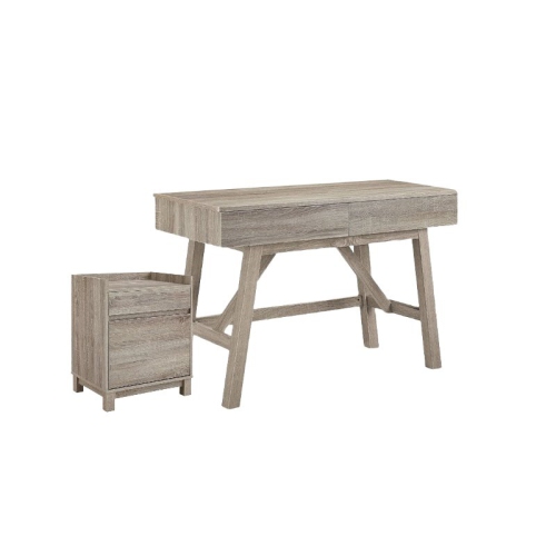 LINON  Tracey Writing Desk With 2 Drawer File Cabinet In In Gray