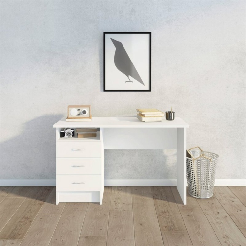 Tvilum Whitman Contemporary 3 Drawer Writing Desk in White