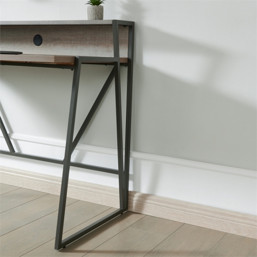 70010-ROGM Fletcher, bureau de 44 long. X 23.75 larg., chêne roughsont/bronze industriel