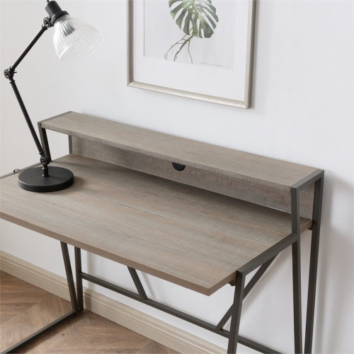 70010-ROGM Fletcher, bureau de 44 long. X 23.75 larg., chêne roughsont/bronze industriel