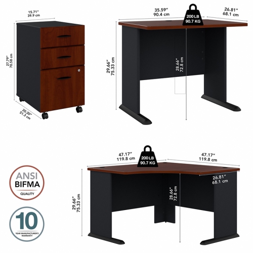 Series A 83" L Shaped Excecutive Desk in Hansen Cherry - Engineered Wood