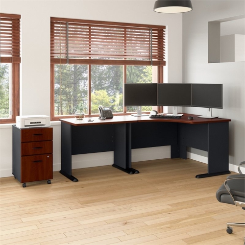 Series A 83" L Shaped Excecutive Desk in Hansen Cherry - Engineered Wood