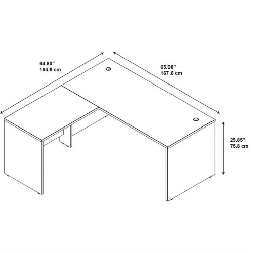 Bush Business Furniture Series C Elite 66W x 30D Desk Shell with 36W Return in Mocha Cherry