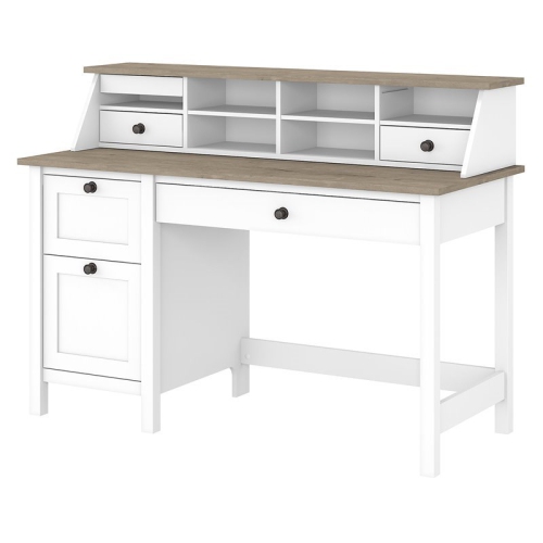 BUSH  Mayfield 54W Desk W/ Drawers And Organizer In Shiplap Gray/white - Eng Wood Beautiful Desk