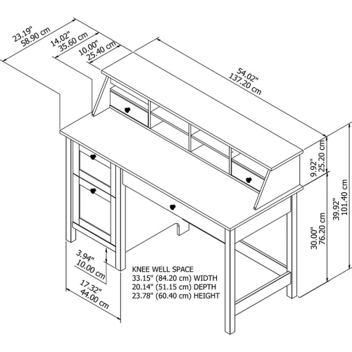 Mayfield 54W Desk w/ Drawers and Organizer in Shiplap Gray/White - Eng Wood