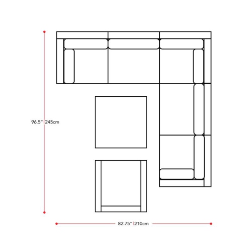 CorLiving Patio Sectional Set 7pc - Black with Gray Fabric Cushions
