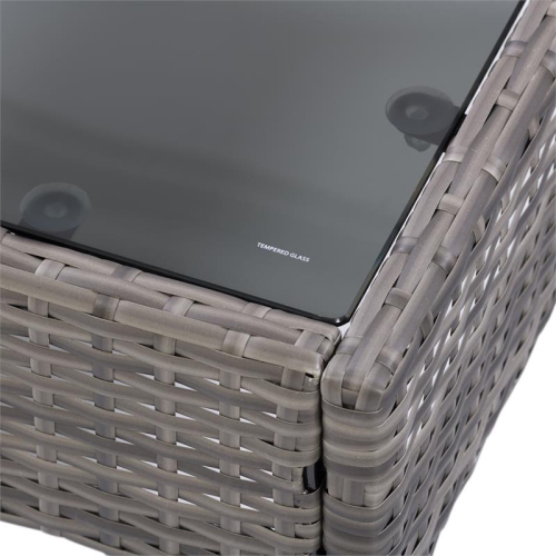 CorLiving 7pc Patio Sectional Set with Chair - Blended Grey with Blue Cushions