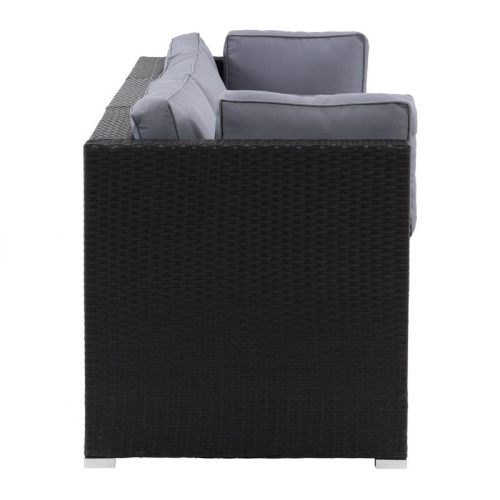 CorLiving Patio Sectional Set 3pc - Black with Gray Fabric Cushions