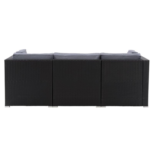 CorLiving Patio Sectional Set 3pc - Black with Gray Fabric Cushions