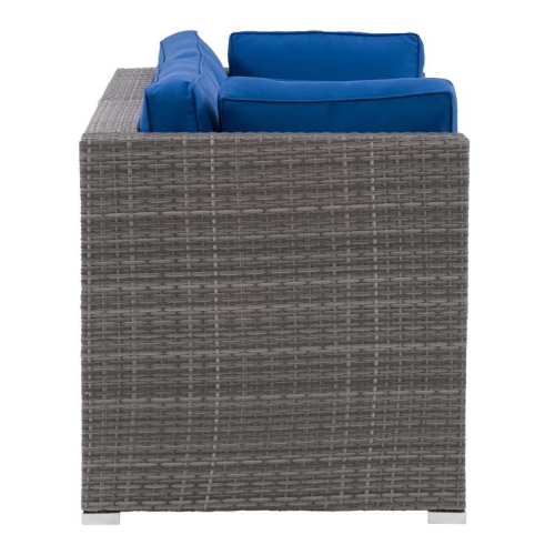 CorLiving Patio Sectional Set 2pc - Grey with Blue Fabric Cushions