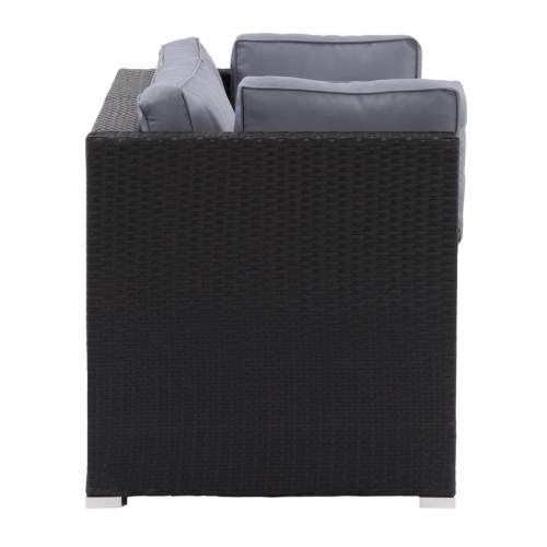 CorLiving Patio Sectional Set 2pc - Black with Gray Fabric Cushions