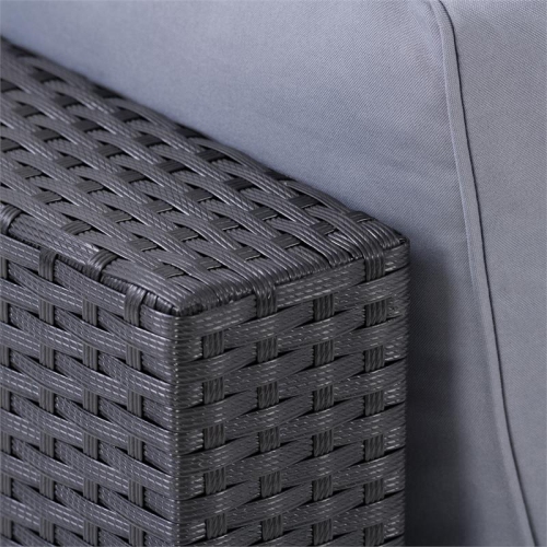 CorLiving Patio Sectional Set 2pc - Black with Gray Fabric Cushions