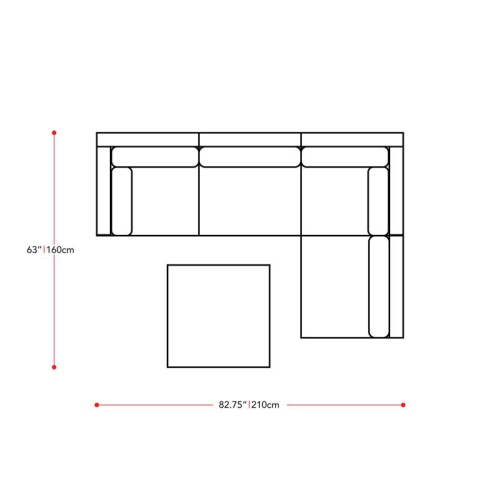 CorLiving Patio Sectional Set 5pc - Black with Gray Fabric Cushions
