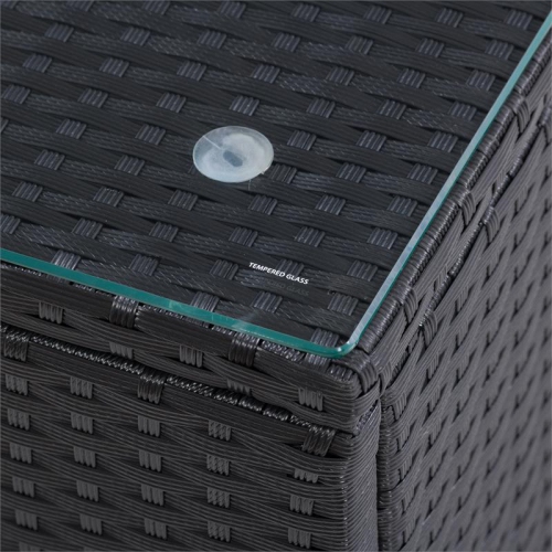 CorLiving Patio Sectional Set 5pc - Black with Gray Fabric Cushions