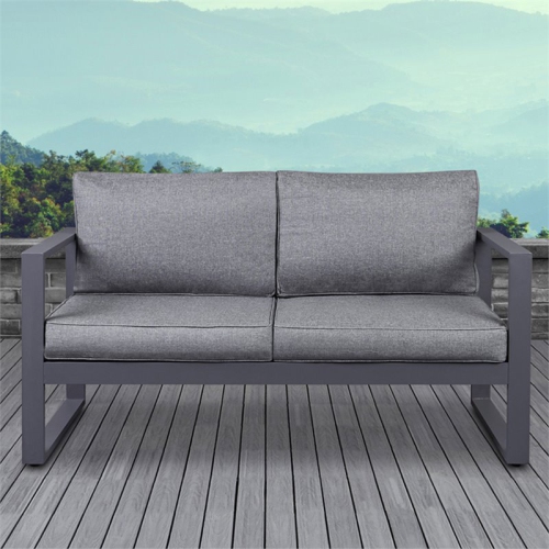 Real Flame Baltic Aluminum Patio Loveseat in Gray