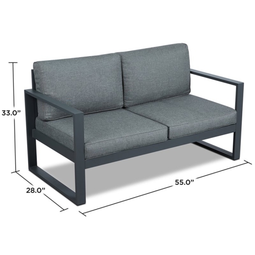 Real Flame Baltic Aluminum Patio Loveseat in Gray