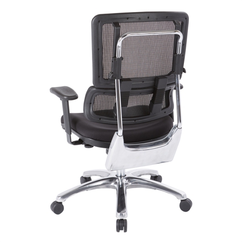 Vertical Black Mesh Back and Coal Black Fabric Seat with Polished Aluminum Base