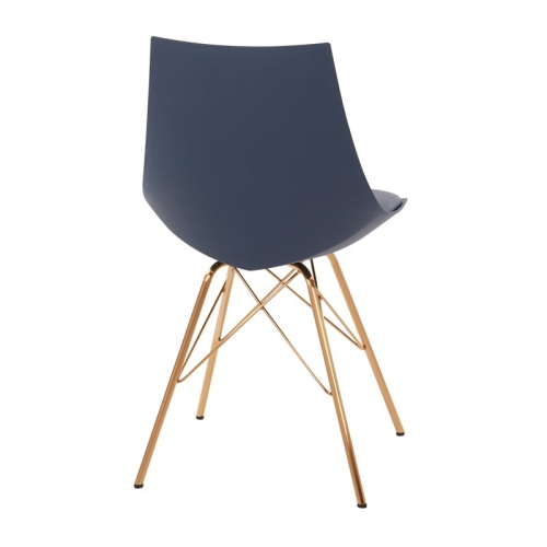 Oakley Chair in Navy Blue Faux Leather with Gold Chrome Base