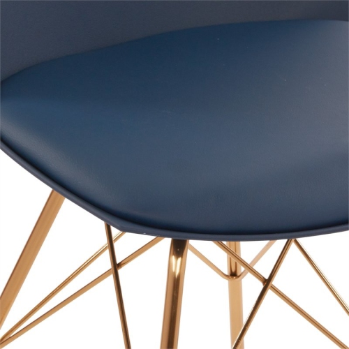 Oakley Chair in Navy Blue Faux Leather with Gold Chrome Base