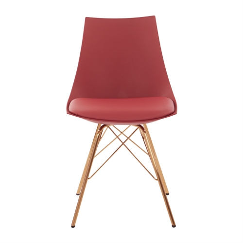 OFFICE STAR Oakley Chair In Desert Rose Red Faux Leather With Gold Chrome Base