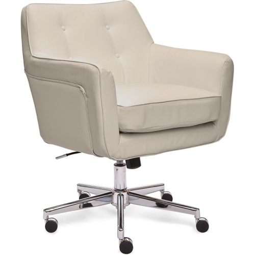 SCRANTON & CO  Modern Home Office Chair Cream Bonded Leather