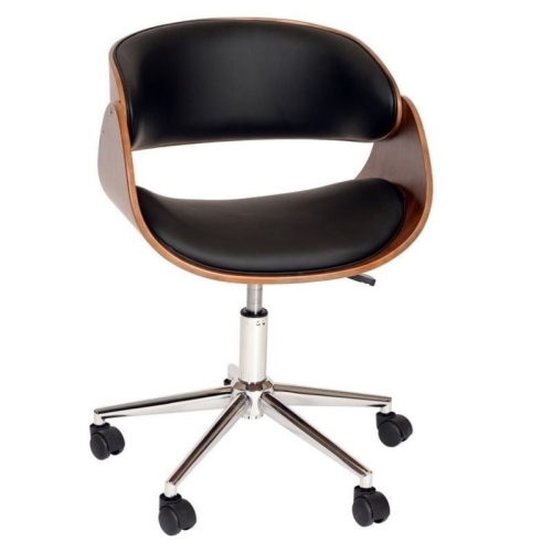 HAWTHORNE  Collection Faux Leather Swivel Office Chair In In Black