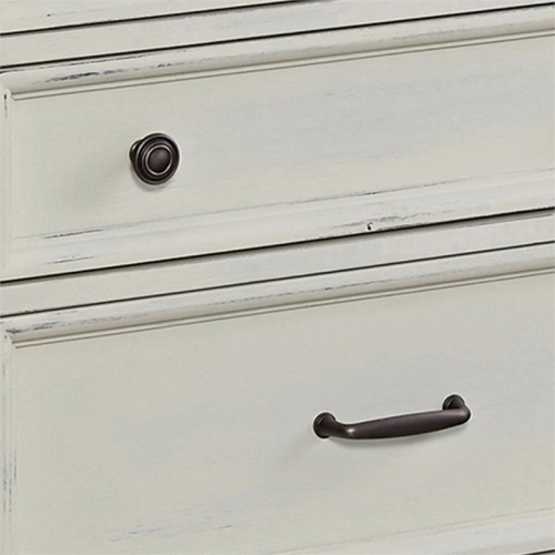 Homestyles Seaside Lodge Wood King Bed Nightstand and Chest in Off White