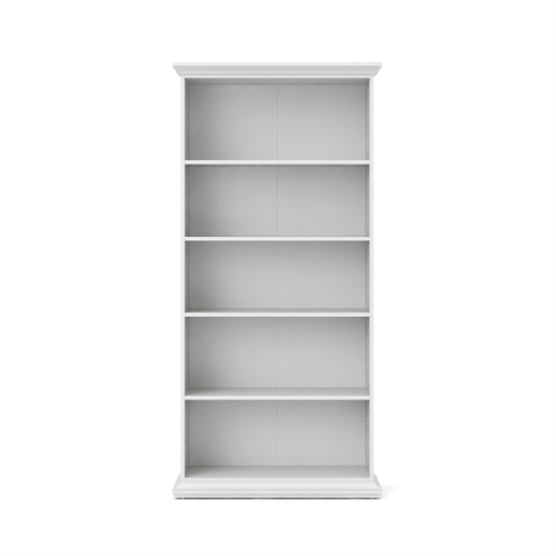 Pemberly Row Modern Contemporary Wood 5 Shelf Bookcase in White Finish