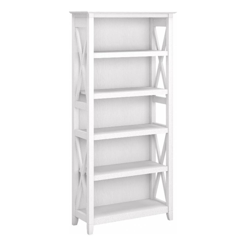 Bush Furniture Key West 5 Shelf Bookcase in Pure White Oak