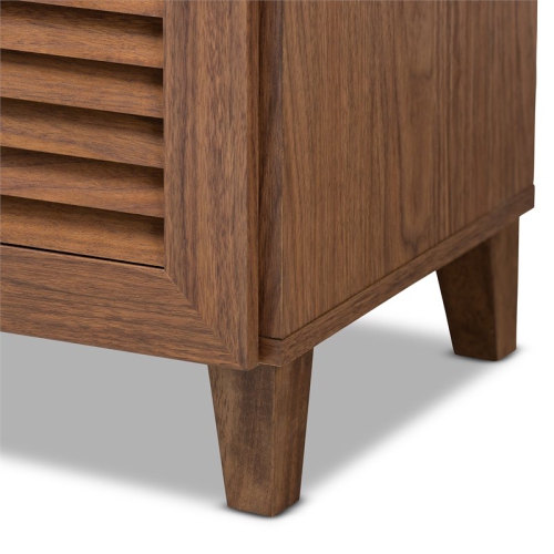 Bowery Hill Wood 11-Shelf and Drawer Shoe Cabinet in Walnut Brown