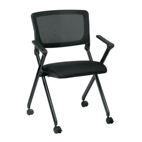 SCRANTON & CO  Mesh Back Folding Chair In (Set Of 2) In Black
