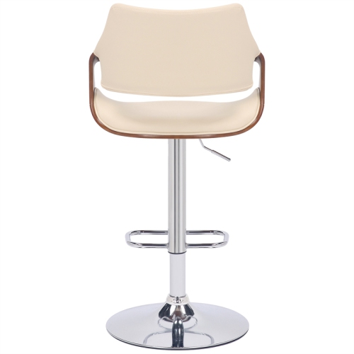 Aspen Adjustable Swivel Cream Faux Leather and Walnut Wood Bar Stool